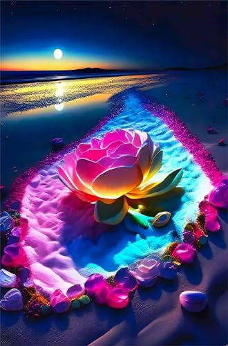 Zuooyi DIY Atardecer Diamond Painting Kit Completo,Grande Flores Pintura Diamante Kit Adultos,Bordado Punto de Cruz Stitch Cristal pintura Manualidades para Hogar Decor Square Drill 35x75cm