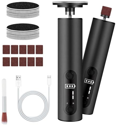 AOOSA 2 in 1 Hornhautentferner Elektrisch | Type-C Wiederaufladbare Hornhaut Entfernen Fuß Set mit 9 Einstellbaren Geschwindigkeiten, Maniküre & Pediküre Set