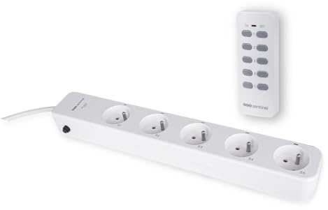 SCS Sentinel - Fernbedienbare Mehrfachsteckdosenleiste ControlPower Strip x5-1 Fernbedienung mit 5 Kanälen - 3 m Kabel - 230 V AC 50 Hz - Reichweite 30 m - Verwendung im Innenbereich