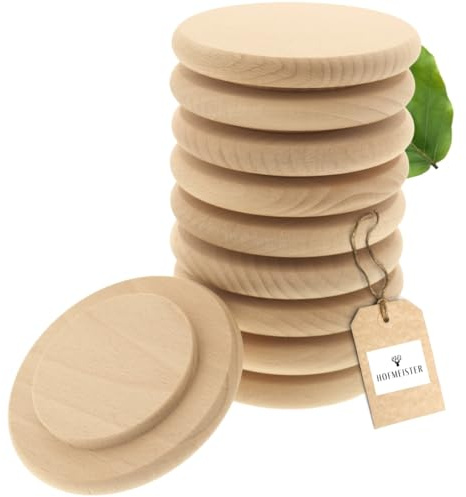 10x HOFMEISTER® Abdeckung für Trinkgläser mit Ø 7-9,5 cm, Anti-Wespen-Deckel aus Holz, Schutz vor Insektenstichen & Schmutz im Biergarten, 10 cm