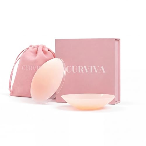 CURVIVA Pezoneras sin Pegamentos Autoadherentes e Invisibles - Cubre Pezones Invisibles, Silicona Resistentes y Reutilizables. Ideales para Vestidos sin Sujetador y Ropa Ajustada