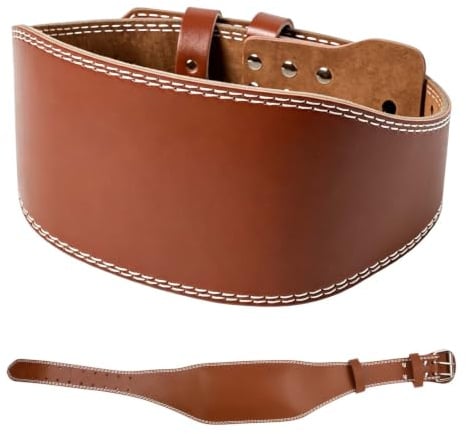 Gewichthebergürtel Leder 120cm, 15cm Breit, Verstellbar mit 10 Löchern Stahlrollenschnalle Gepolstert, Komfortabel Strapazierfähig, für Damen und Herren, für Krafttraining, Braun