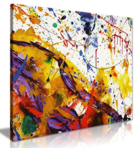 Abstract Modern Art Home Paint Splashes Canvas Wall Art Picture Print (20 x 20 Inch)