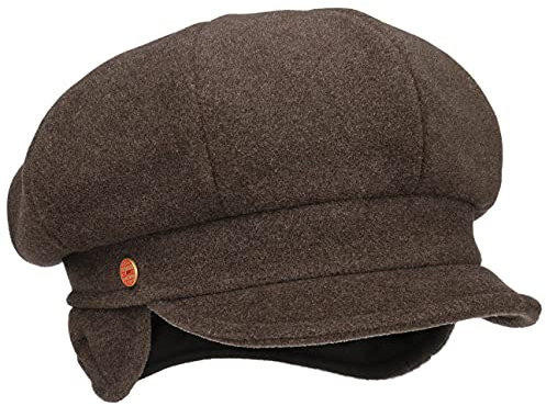 Mayser Camilla Ballonmütze Schirmmütze Wide Fit Ohrenklappen Damen Made in EU Winter braun-meliert L (58-59 cm)