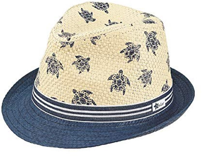 Sterntaler Strohhut Schildkröte - klassischer Sonnenhut mit allover Schilkröten Print - UV-Schutz 50+ Sommerhut - Jungen Strandkappe - Baby und Kinder Kopfbedeckung - sand, Größe 45