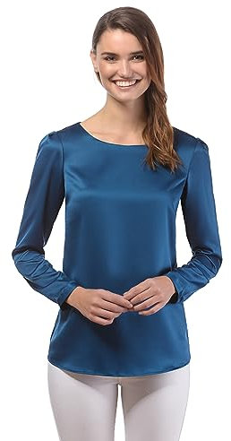 Vincenzo Boretti Blusa, Taglio Abbastanza Aderente, Scollo a Barca Petrolio L