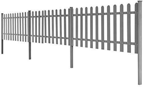 vidaXL WPC Picket Fence with Posts 3 pcs 6 m Long 60 cm High Grey Barrier