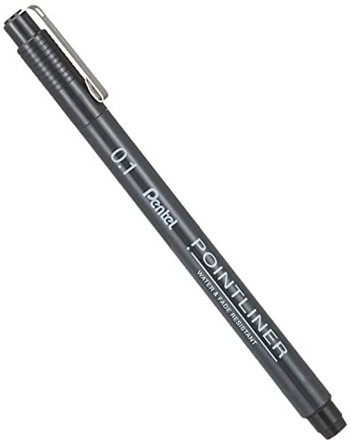 Pentel Pointliner S20P-1A, Fineliner, schwarz, wasserfest und lichtecht, 0,1 mm