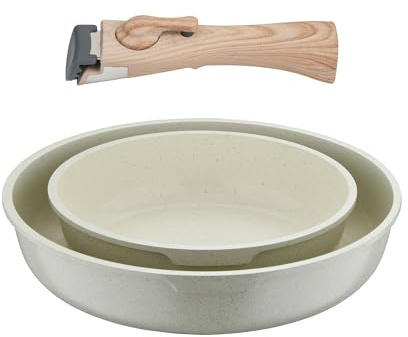 Bergner Click&Cook Juego de 2 Sartenes Ø22Ø26cm Aluminio fundido Blanco + Mango desmontable