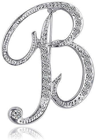 ETHOON Buchstaben Brosche Pins Initial Strass Brosche für Frauen Handwerk Silbrig Buchstabe B