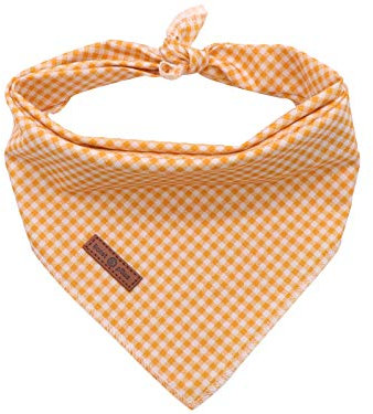 lionet paws Hunde Bandana Kopftücher Hundehalstuch Dreieckstuch, Gelb&Weiß kariert, S