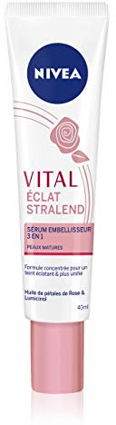 NIVEA Vital 3-in-1 Beautifying Serum for Mature Skin (1 x 50 ml), Face Serum with Rose Petal Oil & Lumicinol, Anti-Ageing and Anti-Wrinkle Face Care