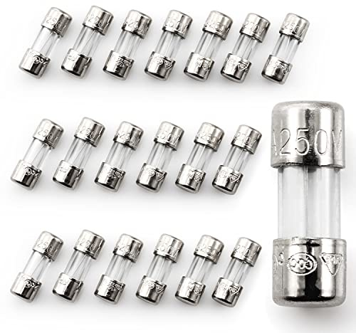Chanzon 20 Stück VDE Prüf 3,6x10 5A Sicherungen Sicherung Glassicherung Glasrohrsicherung Feinsicherung Schnelle Glas Sicherung F5AL Glas AGC-Patronenrohrsicherung Schnelldurchgebrannt 250V