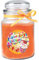 HS Candle Geburtstagskerze mit Duft im Bonbonglas Happy Birthday, Duft: Honigmelone (Orange), 500g - Brennd. bis zu 110h, Kerze aus Glas mit Duft