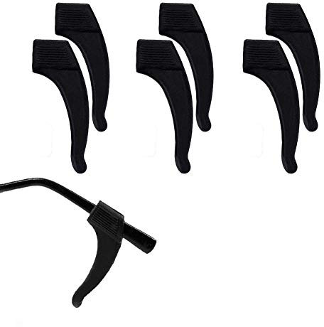 Ainkou 3 Pairs Anti-Slip Ear Hook Grip Glasses Accessories Ear Hook Eyeglass Temple Tip for Sunglasses and Glasses (Black)