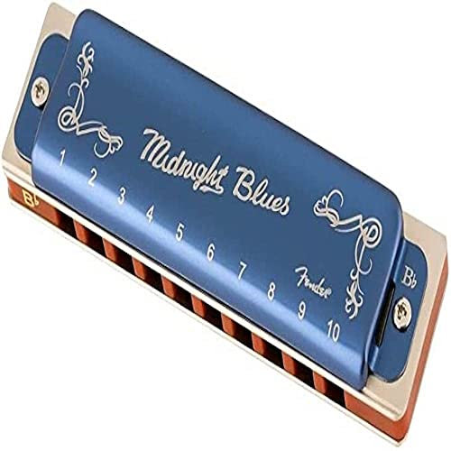 Fender® »MIDNIGHT BLUES HARMONICA« Mundharmonika - Diatonisch - 10-Loch - Stimmung: Bb-Dur - Farbe: Blau (Limitierte Auflage)