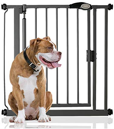 Bettacare Auto Close Pet Gate, 75cm - 82cm, Slate Grey, Pressure Fit Stair Gate for Dog & Puppy, Safety Barrier for Doors Hallways and Spaces, Easy Installation