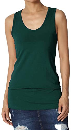 Womens Sleeveless Muscle Vest Ladies Racer Back Bodycon Gym Sports Top 8-26, S/M 8-10, Bottle Green