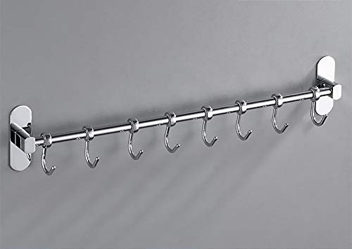 JKMQA Wall Mounted Utensil Rack,Kitchen Utensils Rack Mugs Hooks Wall Mounted Hanging Rail Rack With 8 Hooks Hanging Rack For Kitchen Utensils Pots And Pans Kitchen Cookware Bar Bathroom Towels.50 Cm