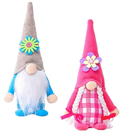 BESPORTBLE 2stücke Osterwichtel Deko Handgefertigte Gnom Figuren Für Festliche Tischdekoration Lustige Osterdeko Für Zuhause Büro Und Feiern Farbige Wichtel Mit Langem Hut Mann Frau
