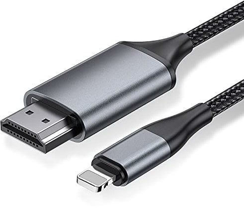 Adaptateur Lightning vers HDMI 2.0m pour iPhone 14/13/12 & YouTube vers TV - Résolution HD 1080P (iOS 18/17 - Non Compatible iPhone 16/15/Netflix)