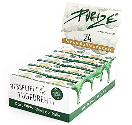 PURIZE® Brown Rolls Box - 24 x 4 Meter - Endless-Papers Roll - Ungebleichte, organische und geschmacksneutrale Paper Rolls