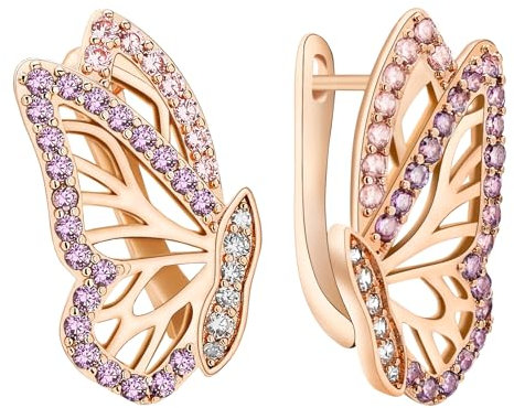 Richapex Ohrringe Gold Schmetterling für Frauen Gold Hoop Ohrringes, Rosegold Huggie Hoop Schmusk Trendy Geburtstag, ohrringe rosegold