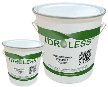 Idroless Pintura de Poliuretano para Piscinas 4+1kg Carta RAL | Acabado muy resistente al agua, abrasión y productos de piscina. Para hormigón, mortero y soportes minerales.