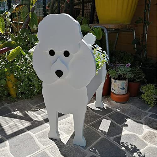 Tauzveok Pflanze Holz blumenkübel,Hund blumentopf, pflanzgefäße für draussen deko, für gartendeko, Kakteen, Büro, Perfekte Geschenkidee blumentöpfe,Pudel