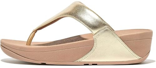 FitFlop Damen Lulu Leder Flip Flops, Zehenstegsandalen, bequem mit natürlicher Fußgewölbestütze - Roségold - 39 EU