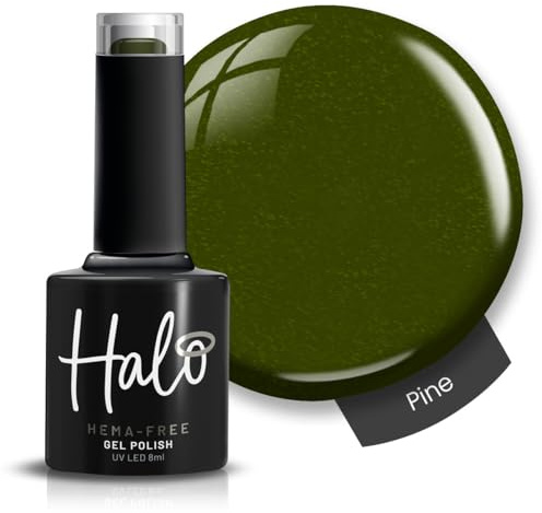 Halo Gel Polish 8ml - Pine. UV/LED Gel Nail Polish, Long Lasting & Easy To Apply. Nail Art Colours For Manicure & Pedicure. Gel Polish For Professional & Home Use.