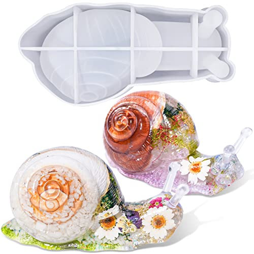 LET'S RESIN Schnecken Epoxidharz Formen, 6 Zoll groß, mit Fein Geschnitztem Schneckendesign, 3D-Schnecken Silikonform Epoxidharz für Harzguss, DIY-Schnecken-Dekoration