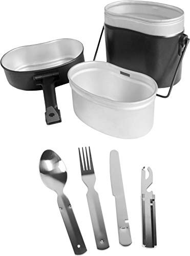 normani Bundeswehr Essgeschirrset Bund Essbesteck + BW Aluminium Kochgeschirr Farbe Dunkelschwarz