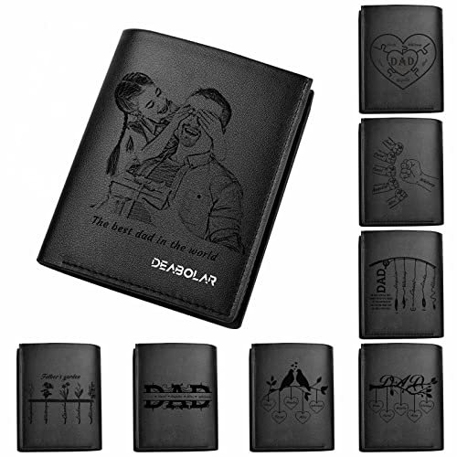 Portefeuille pour homme personnalisé Fist Bump avec noms d'enfants de papa,portefeuille photo gravé,portefeuille à deux volets gravé pour papa,cadeaux de portefeuille personnalisés pour papa papa