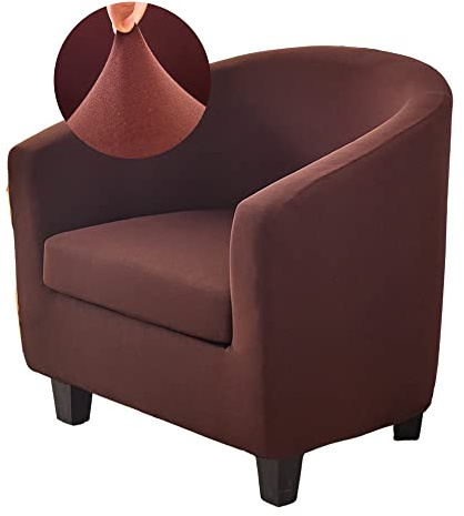 Highdi Sesselschoner Sesselbezug 2-Teilig Weiches Stretch-Spandex Einfarbig Sesselüberwurf Sesselhusse, Tub Chair Covers Cocktailsessel Clubsessel Loungesessel (Braun)