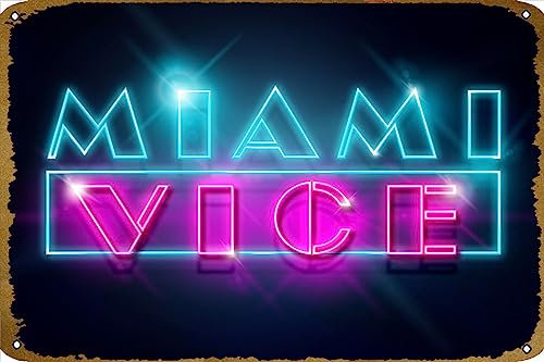 CHUUIIGO Miami Vice Neon Poster Retro Blechschild Wandkunst Dekor Metallschild Dekoration Schild 20,3 x 30,5 cm