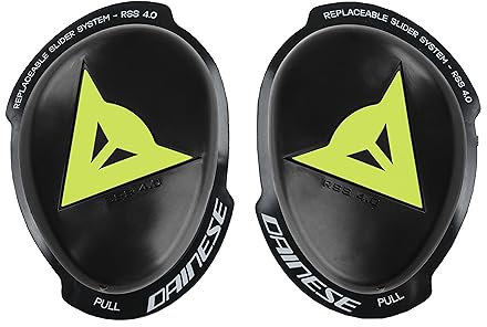 Dainese - Knee Slider Rss 4.0 - Full Kit, Protector de Rodilla para Moto, para Hombres y Mujeres, Negro/Amarillo Fluo