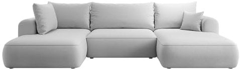 Selsey Sofa Ecksofa Eckcouch Schlafsofa Couch Mit Stauraum Schlaffunktion Pflegeleicht Polyurethanschaum U Form Links OVO Grau Veloursoptik Castel