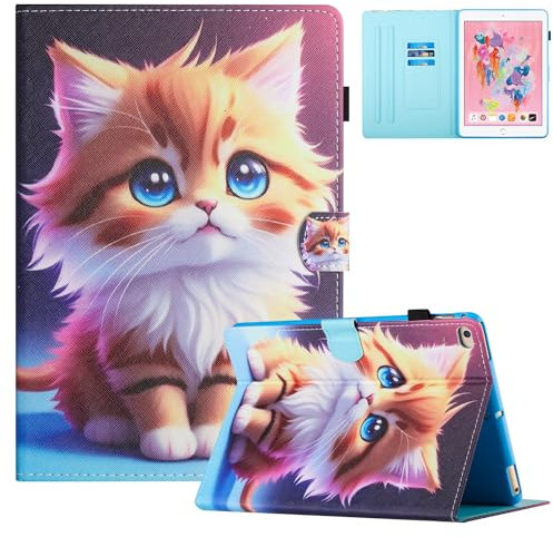 TEDTIKJT Custodia per iPad mini 5/mini 4/mini3/mini 2/mini 1 7.9 2019/2015/2014 Pelle PU Flip Protezione Cover Custodia con Multi Angolo Supporto Funzione Tablet Cover, Gatto Giallo
