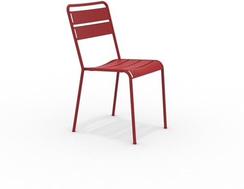 Mondo Viro Gartenstuhl aus lackiertem Metall Twist, stapelbar, 45 x 57 cm, 86 cm (Rot, 4)