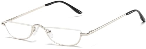 Lanomi Lesebrille Halbrand Rahmen Herren Half Moon Lesehilfe Unisex Metall Halbrandbrille Schmal Sehhilfe Federscharnier ultradünne Brille mit sehstärke