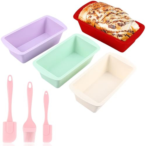 MAEXUS Stampi da forno in silicone, 4 pezzi, con 3 spatole in silicone, ideali per forno e friggitrice ad aria