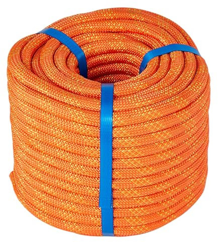 3/8 Inch 120ft Double Braided Polyester Arborist Rope, Heavy Duty Nylon Rope for Anchor, Tree Work, Cargo, Pulling, Sailing(Orange)