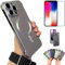 ZHKVAG Flowarmth Frameless Matte Ultra Thin Magnetic Case for iPhone, Zentric Phone Case for iPhone 16/15/14/13/12 Pro Max, Frameless Magnetic Shockproof Lens Protector (13, Silver)
