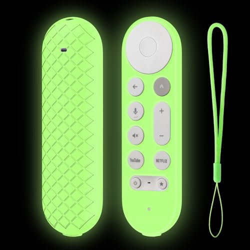 FTRONGRT Funda Compatible con Google TV Streamer 4K 2024, Ultrafino y Ligero, Anti-Caída, Anti Choques, Funda Protectora de Silicona Suave para Mando a Distancia.Verde Luminoso