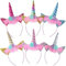 BELLALICHT 6 Stück Einhorn Stirnband, Einhorn-Kinder Haarbänder, Unicorn Horn Stirnband mit Ohren und Blumen, Einhorn Geburtstag Haarreif, verwendet für Ostern, Geburtstage,Partys