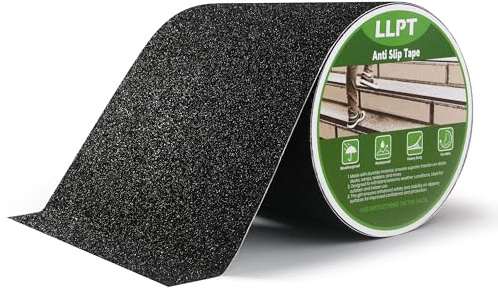 LLPT Grip Tape Nastro Adesivo Antiscivolo 152mm x 5m Nero Strisce Adesive | Alta Trazione & Forte Presa per Interni ed Esterni Gradini Barche Rampe Scalini