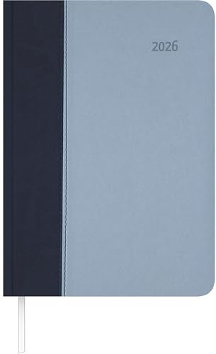 Zettler Buchkalender Premium Air blau-azur A5 2026 – eleganter Tageskalender mit Tucson-Einband, 1 Tag pro Seite, Monats- & Jahresübersicht, Monatsregister, FSC-zertifiziert, Leseband & Extras