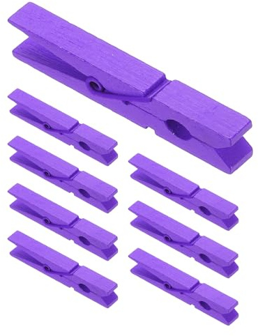 PATIKIL 7.1cm Wäscheklammern Holz, Groß Kluppen 100 Stück, Bunte Holzklammern mit starker Griff Foto Clips zum Aufhängen von Bildern Kleidung Fotos Dekorative Bastelarbeiten, Lila