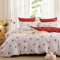 Tospass Mädchen Bettwäsche 135x200cm Weiß Rot Kirsche Schleifen Bettwäsche Set Mikrofaser Kinderbettwäsche Teen Bettbezug 1 Deckenbezug mit Reißverschluss und 1 Kissenbezug 80x80cm